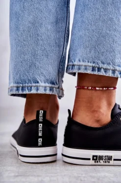 Trampki Damskie Niskie|Trampki Damskie Big Star></noscript>Big Star Shoes Damskie Skórzane Trampki Big Star KK274096 Czarne