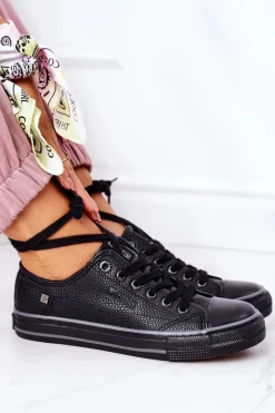 Sale Big Star Shoes Damskie Skórzane Trampki BIG STAR II274002 Czarne