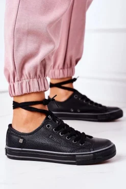 Sale Big Star Shoes Damskie Skórzane Trampki BIG STAR II274002 Czarne