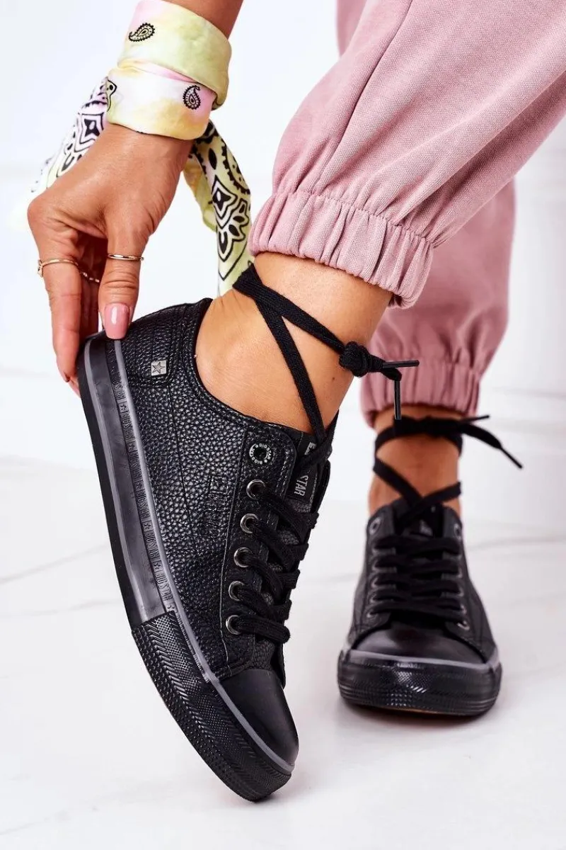 Sale Big Star Shoes Damskie Skórzane Trampki BIG STAR II274002 Czarne