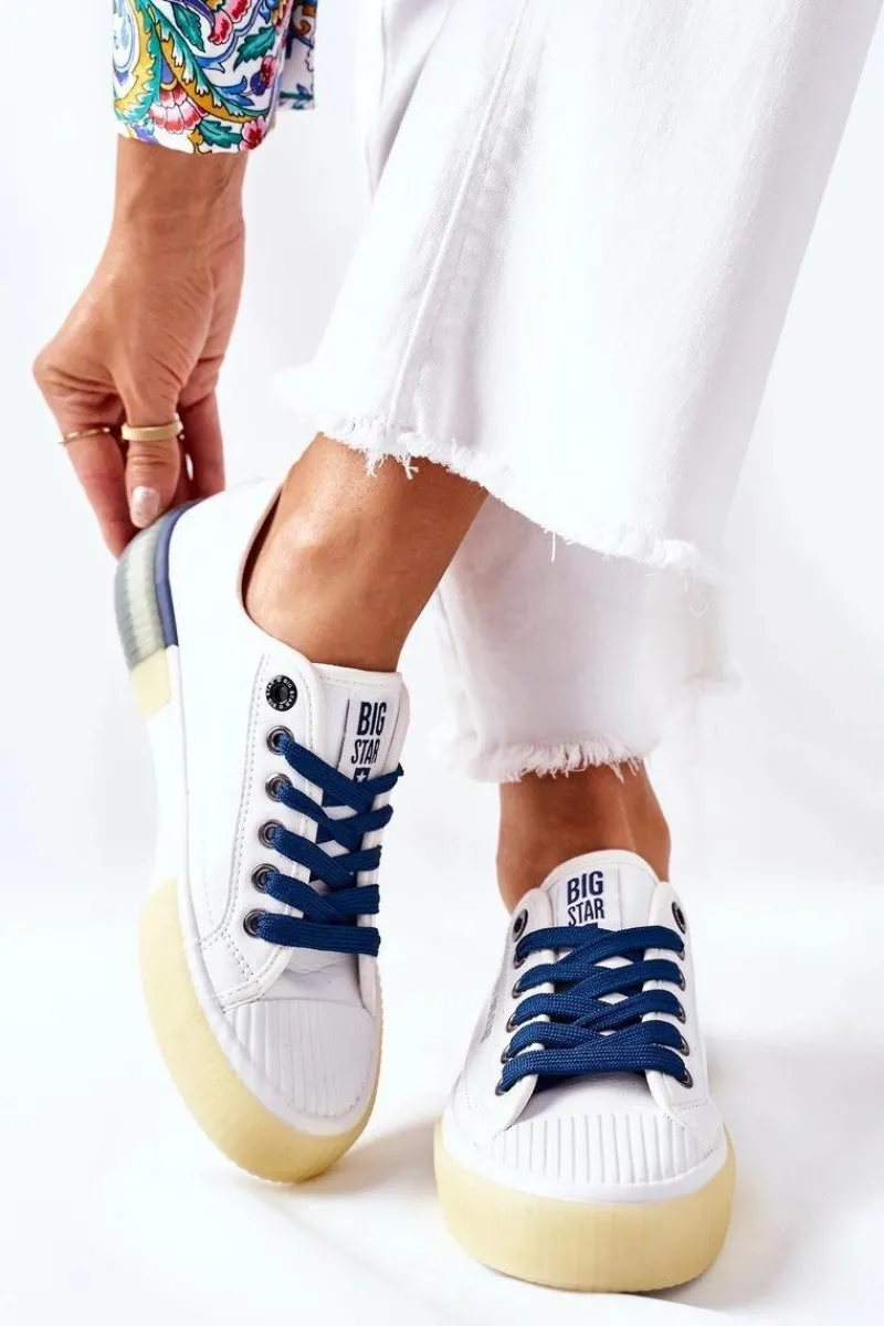 Big Star Shoes Damskie Skórzane Trampki BIG STAR II274132 Białe