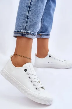 Trampki Damskie Big Star|Trampki Damskie Niskie>Big Star Shoes Damskie Skórzane Trampki Big Star LL274403 Białe