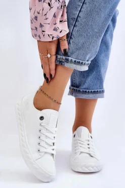 Trampki Damskie Big Star|Trampki Damskie Niskie>Big Star Shoes Damskie Skórzane Trampki Big Star LL274403 Białe