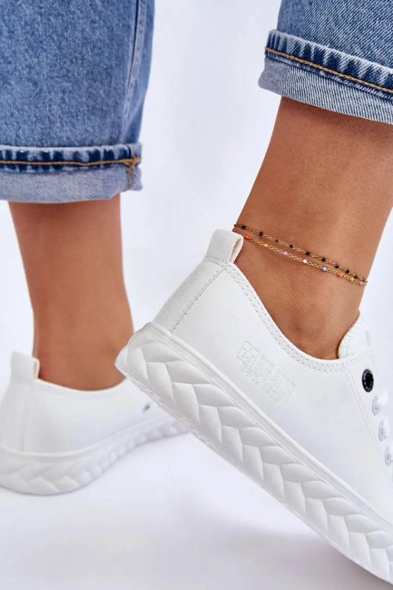 Trampki Damskie Big Star|Trampki Damskie Niskie>Big Star Shoes Damskie Skórzane Trampki Big Star LL274403 Białe