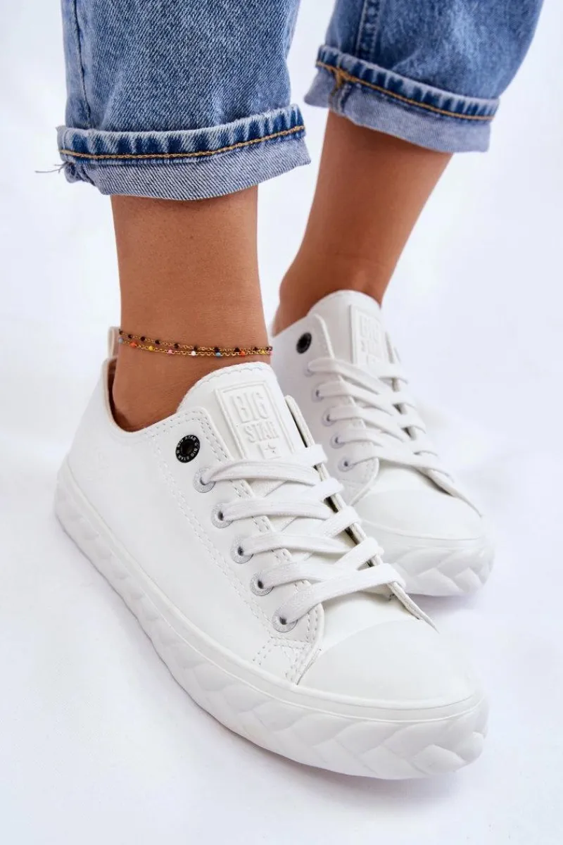 Trampki Damskie Big Star|Trampki Damskie Niskie>Big Star Shoes Damskie Skórzane Trampki Big Star LL274403 Białe