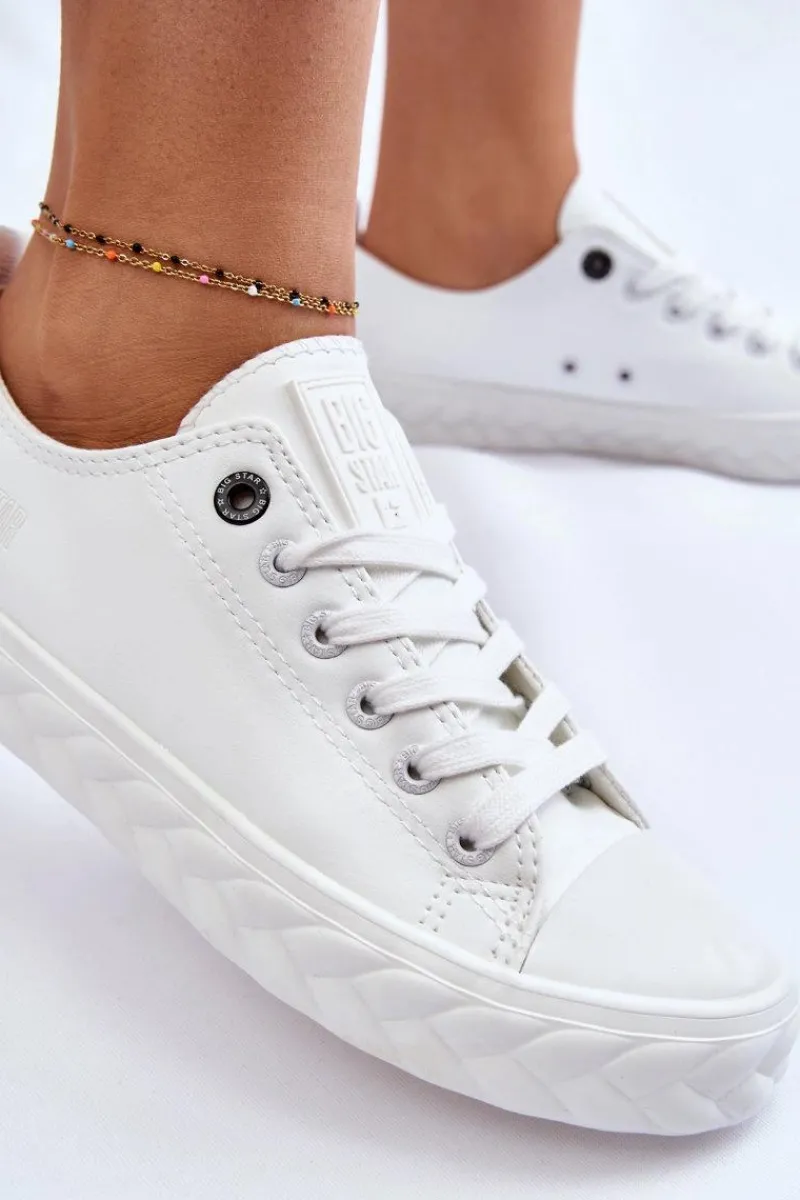 Trampki Damskie Big Star|Trampki Damskie Niskie>Big Star Shoes Damskie Skórzane Trampki Big Star LL274403 Białe