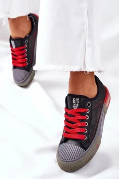 Discount Damskie Skórzane Trampki BIG STAR II274134 Czarne Damskie Trampki Damskie Big Star|Trampki Damskie Niskie