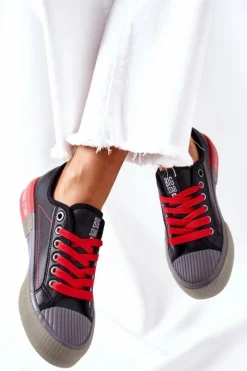 Discount Damskie Skórzane Trampki BIG STAR II274134 Czarne Damskie Trampki Damskie Big Star|Trampki Damskie Niskie