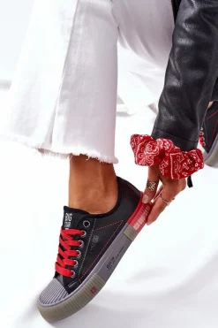 Discount Damskie Skórzane Trampki BIG STAR II274134 Czarne Damskie Trampki Damskie Big Star|Trampki Damskie Niskie