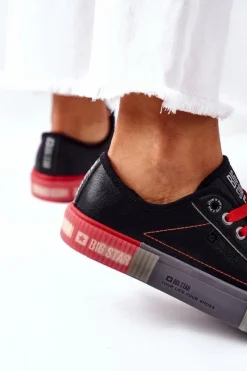 Discount Damskie Skórzane Trampki BIG STAR II274134 Czarne Damskie Trampki Damskie Big Star|Trampki Damskie Niskie