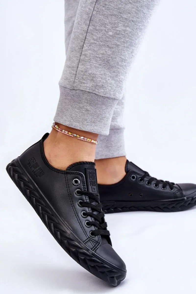 Trampki Damskie Big Star|Trampki Damskie Niskie>Big Star Shoes Damskie Skórzane Trampki Big Star LL274402 Czarne