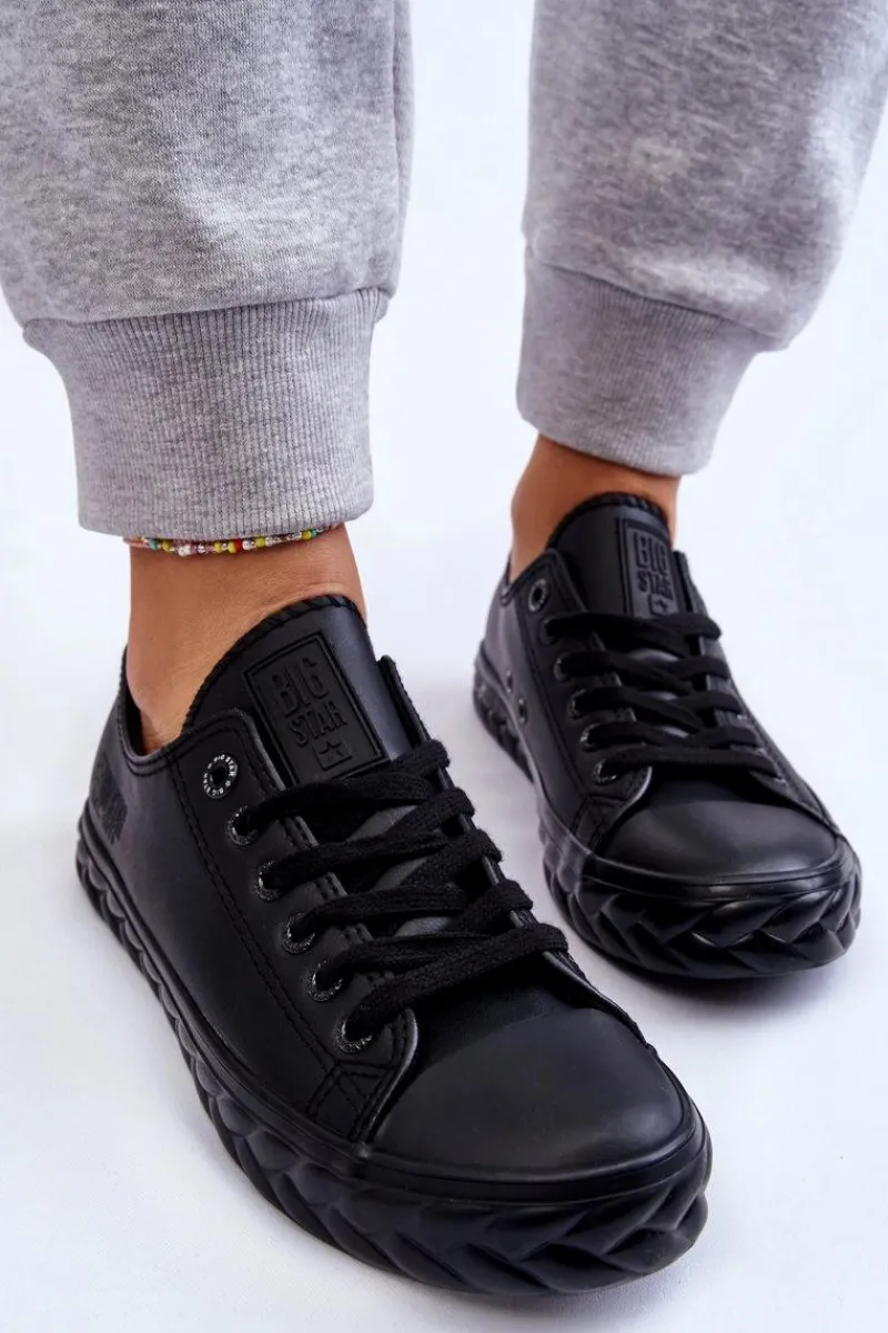 Trampki Damskie Big Star|Trampki Damskie Niskie>Big Star Shoes Damskie Skórzane Trampki Big Star LL274402 Czarne