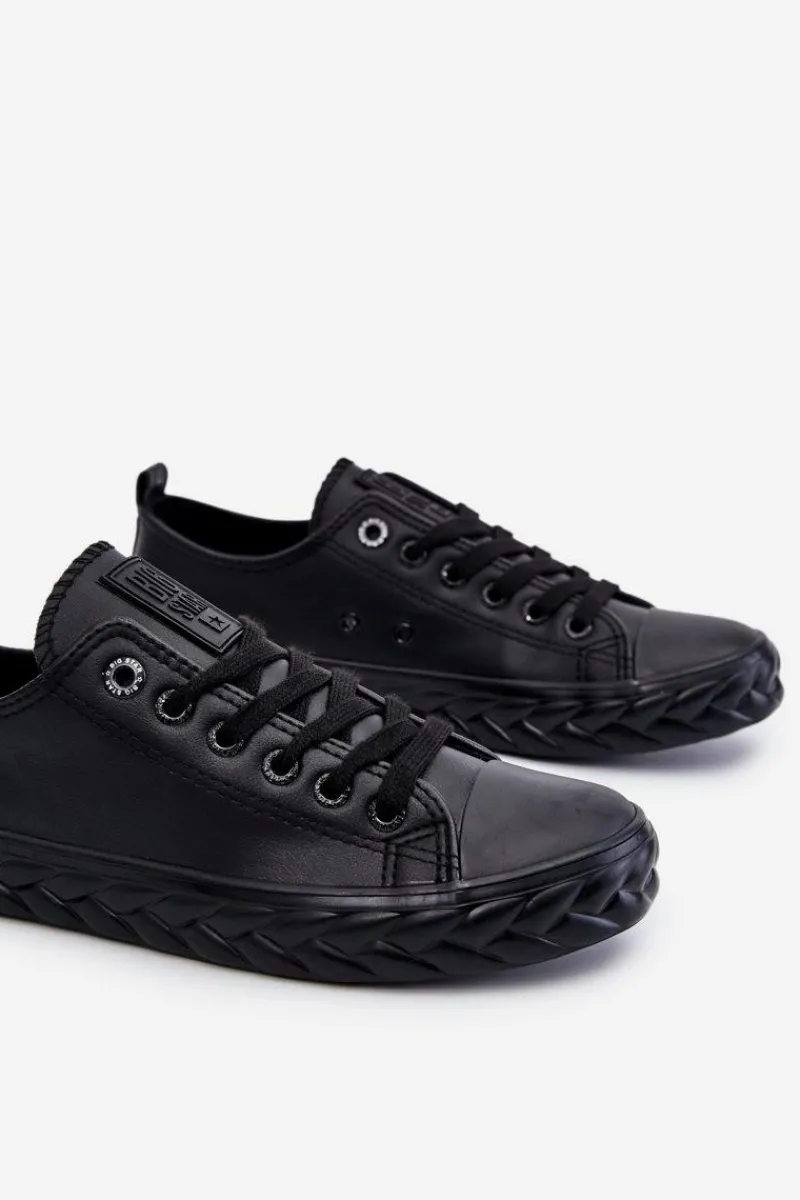 Trampki Damskie Big Star|Trampki Damskie Niskie>Big Star Shoes Damskie Skórzane Trampki Big Star LL274402 Czarne