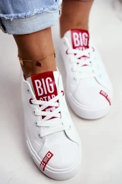 Online Damskie Skórzane Trampki BIG STAR EE274302 Białe Damskie Trampki Damskie Big Star|Trampki Damskie Niskie