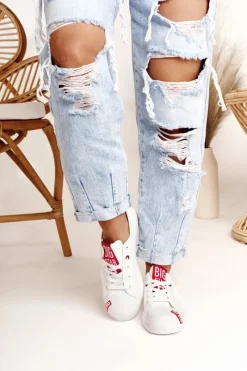 Online Damskie Skórzane Trampki BIG STAR EE274302 Białe Damskie Trampki Damskie Big Star|Trampki Damskie Niskie