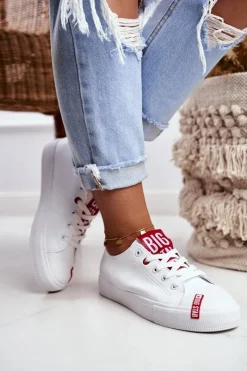 Online Damskie Skórzane Trampki BIG STAR EE274302 Białe Damskie Trampki Damskie Big Star|Trampki Damskie Niskie