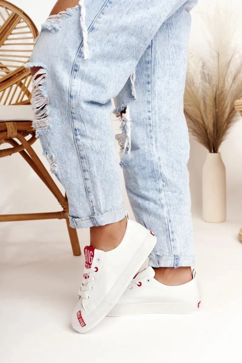 Online Damskie Skórzane Trampki BIG STAR EE274302 Białe Damskie Trampki Damskie Big Star|Trampki Damskie Niskie