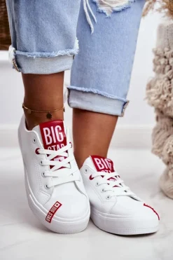 Online Damskie Skórzane Trampki BIG STAR EE274302 Białe Damskie Trampki Damskie Big Star|Trampki Damskie Niskie