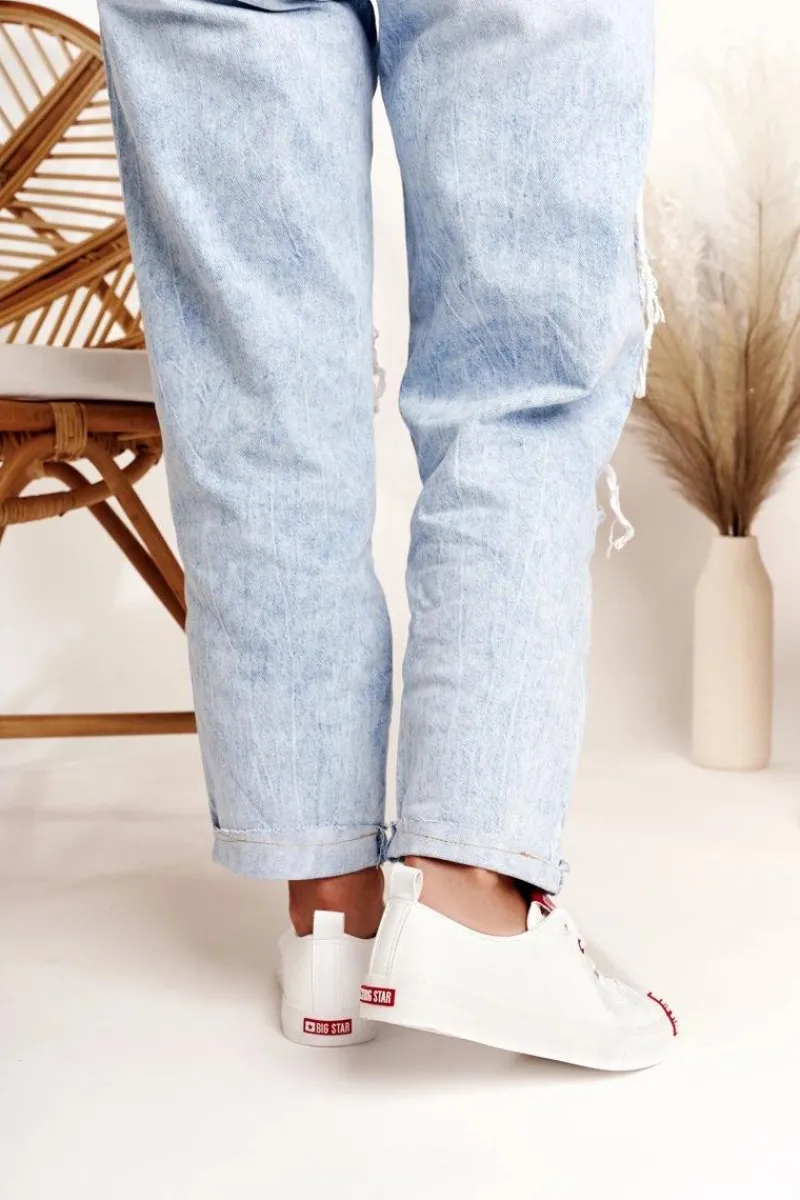 Online Damskie Skórzane Trampki BIG STAR EE274302 Białe Damskie Trampki Damskie Big Star|Trampki Damskie Niskie