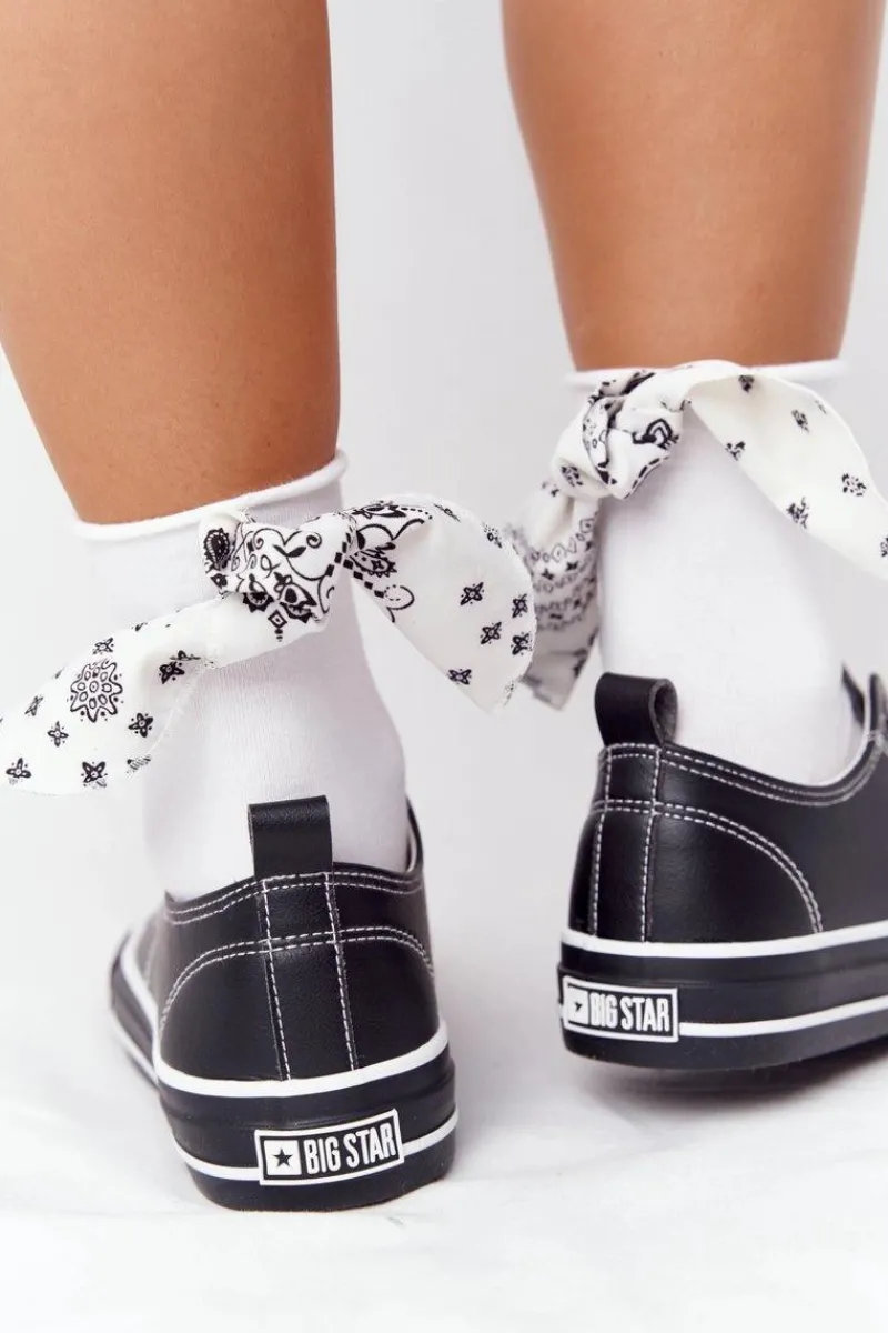 Outlet Big Star Shoes Damskie Skórzane Trampki BIG STAR HH274145 Czarne