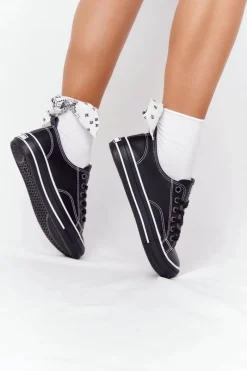 Outlet Big Star Shoes Damskie Skórzane Trampki BIG STAR HH274145 Czarne