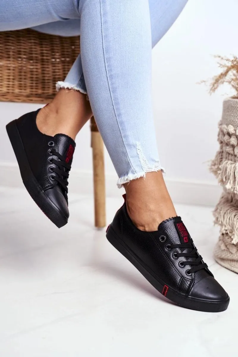 Trampki Damskie Big Star|Trampki Damskie Niskie>Big Star Shoes Damskie Skórzane Trampki Big Star GG274007 Czarne