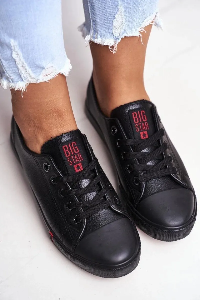 Trampki Damskie Big Star|Trampki Damskie Niskie>Big Star Shoes Damskie Skórzane Trampki Big Star GG274007 Czarne