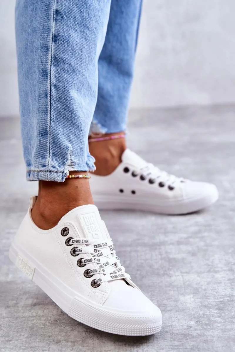 Trampki Damskie Big Star|Trampki Damskie Niskie>Big Star Shoes Damskie Skórzane Trampki Big Star KK274105 Białe