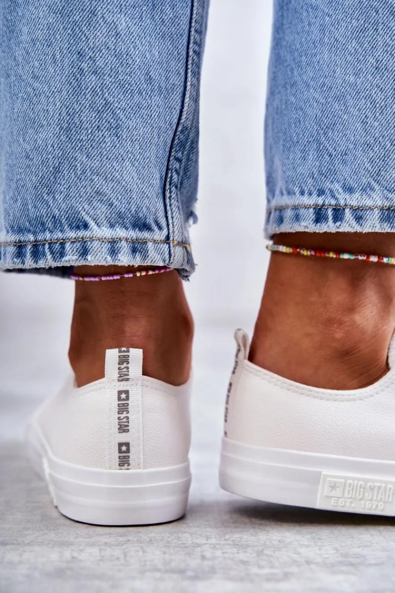 Trampki Damskie Big Star|Trampki Damskie Niskie>Big Star Shoes Damskie Skórzane Trampki Big Star KK274105 Białe