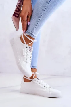 Trampki Damskie Cross Jeans|Trampki Damskie Niskie>Cross Jeans Damskie Skórzane Trampki JJ2R4043C Białe