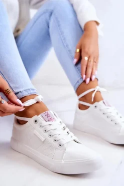 Trampki Damskie Cross Jeans|Trampki Damskie Niskie></noscript>Cross Jeans Damskie Skórzane Trampki JJ2R4043C Białe