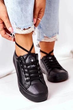 Best Damskie Skórzane Trampki Czarne Mega Damskie Trampki Damskie Niskie