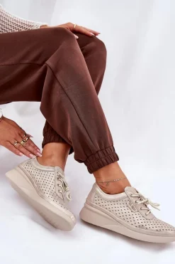 Outlet Buty damskie Vinceza Damskie Skórzane Trampki Sportowe Buty Złote Brumia Złoty