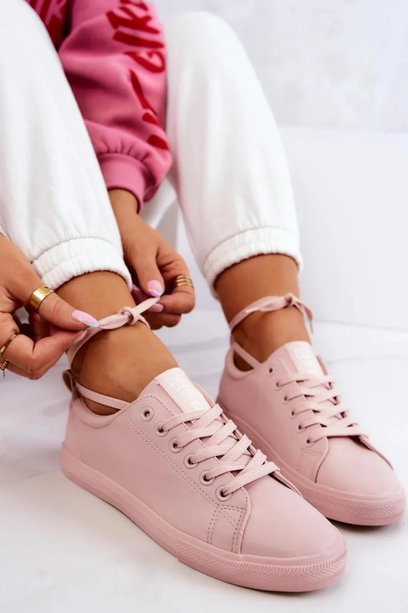 Trampki Damskie Big Star|Trampki Damskie Niskie>Big Star Shoes Damskie Skórzane Trampki Tenisówki Big Star JJ274071 Jasny Róż