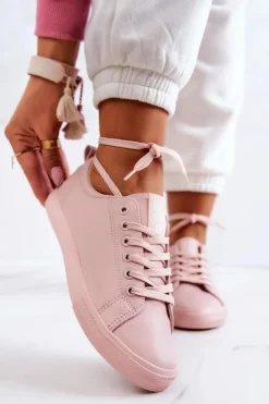 Trampki Damskie Big Star|Trampki Damskie Niskie>Big Star Shoes Damskie Skórzane Trampki Tenisówki Big Star JJ274071 Jasny Róż