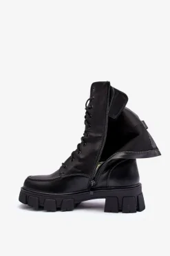 New Boto Damskie Skórzane Trapery Botki Na Suwak Czarne Igorfa