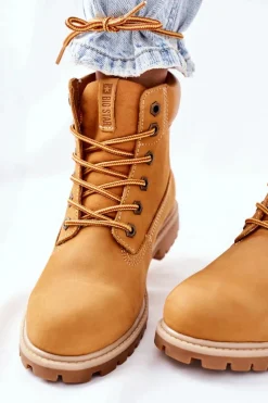 Sale Big Star Shoes Damskie Skórzane Trapery Big Star II274447 Camel