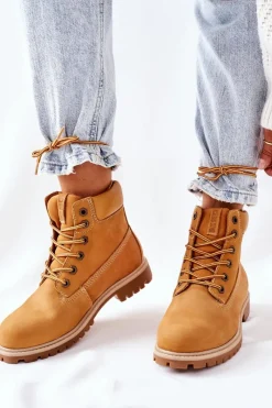 Sale Big Star Shoes Damskie Skórzane Trapery Big Star II274447 Camel