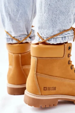 Sale Big Star Shoes Damskie Skórzane Trapery Big Star II274447 Camel