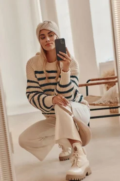 Discount Zazoo Damskie Skórzane Trapery Botki Jasnobeżowe Lemar Vergo