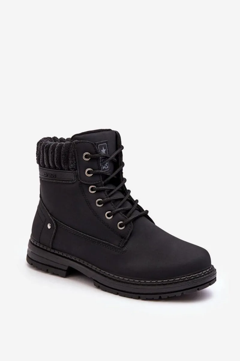 Clearance Evento Damskie Skórzane Trapery Ocieplane Czarne Katalis Czarny