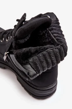 Clearance Evento Damskie Skórzane Trapery Ocieplane Czarne Katalis Czarny