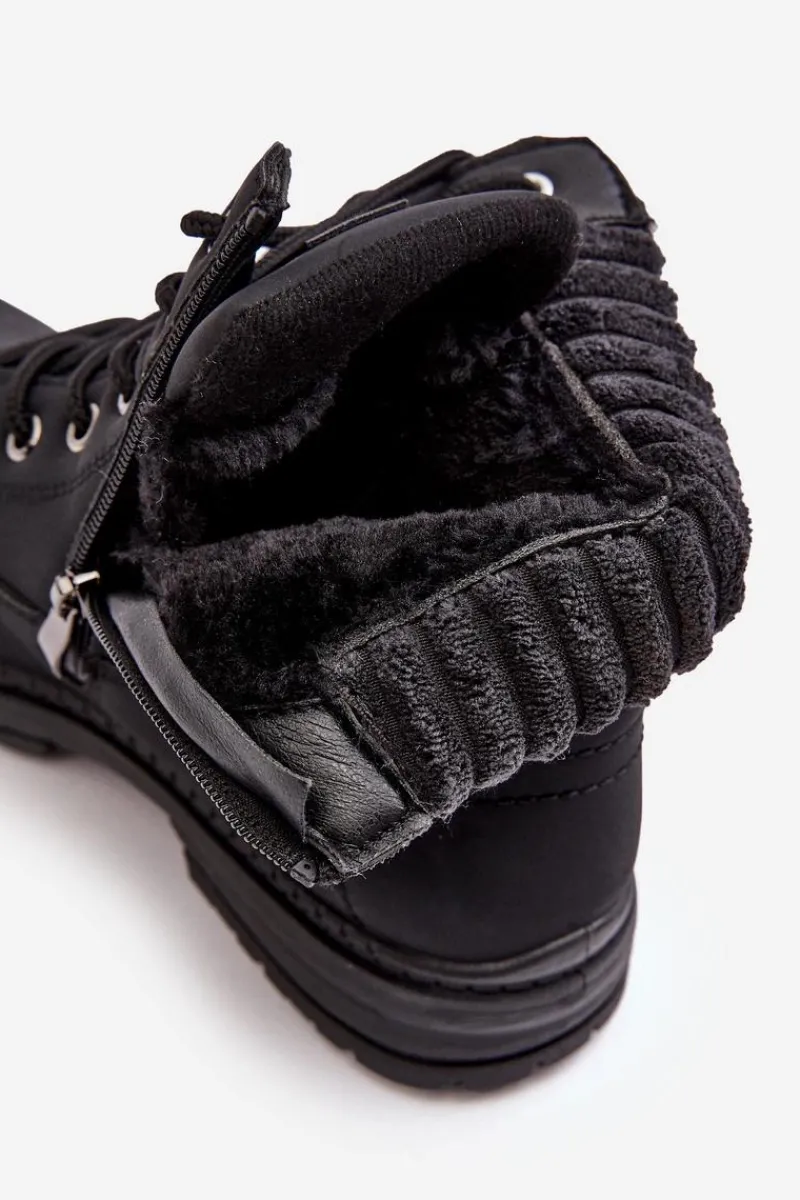 Clearance Evento Damskie Skórzane Trapery Ocieplane Czarne Katalis Czarny