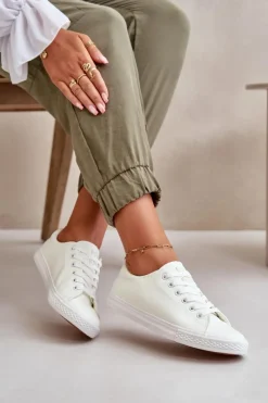 Online Damskie Skórzane Wiązane Klasyczne Trampki Białe Misima Damskie Trampki Damskie Niskie