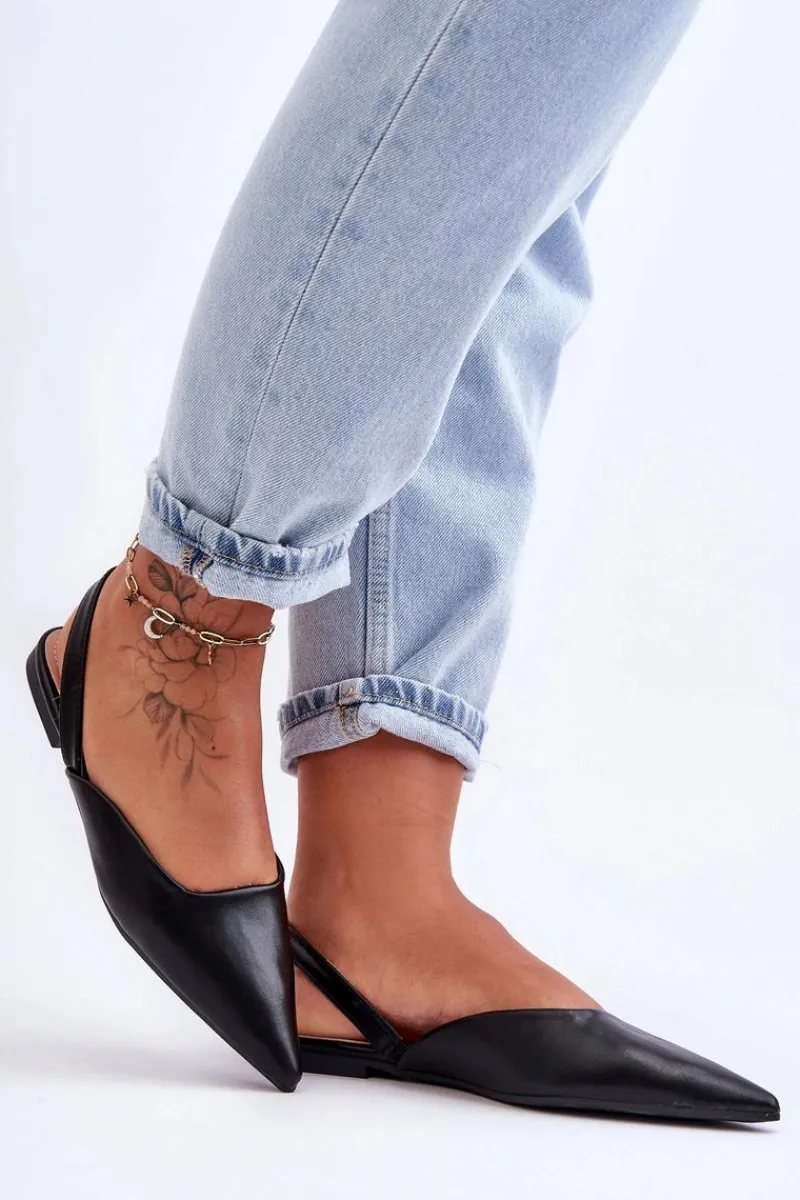 Damskie Skórzane Wsuwane Baleriny Czarne Germes Damskie Baleriny Skórzane|Baleriny Klasyczne