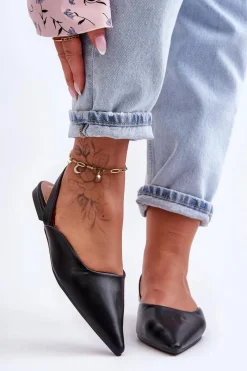 Damskie Skórzane Wsuwane Baleriny Czarne Germes Damskie Baleriny Skórzane|Baleriny Klasyczne