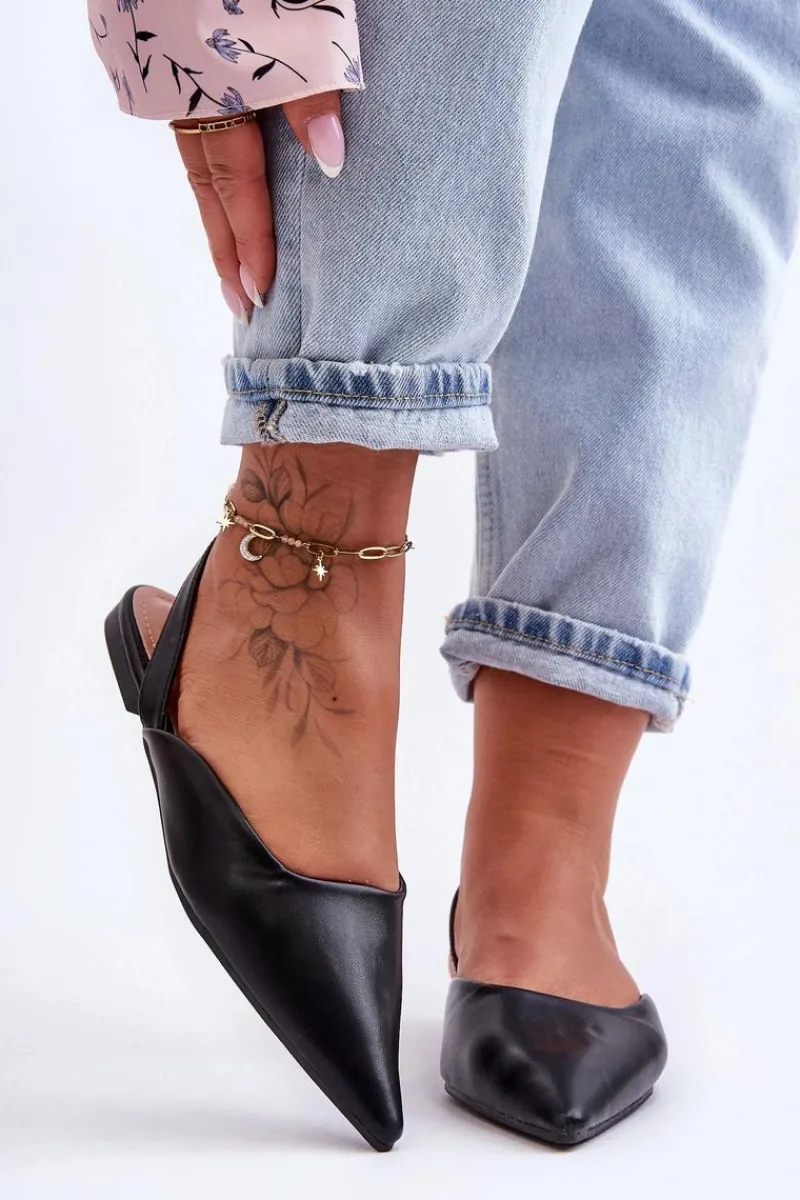 Damskie Skórzane Wsuwane Baleriny Czarne Germes Damskie Baleriny Skórzane|Baleriny Klasyczne