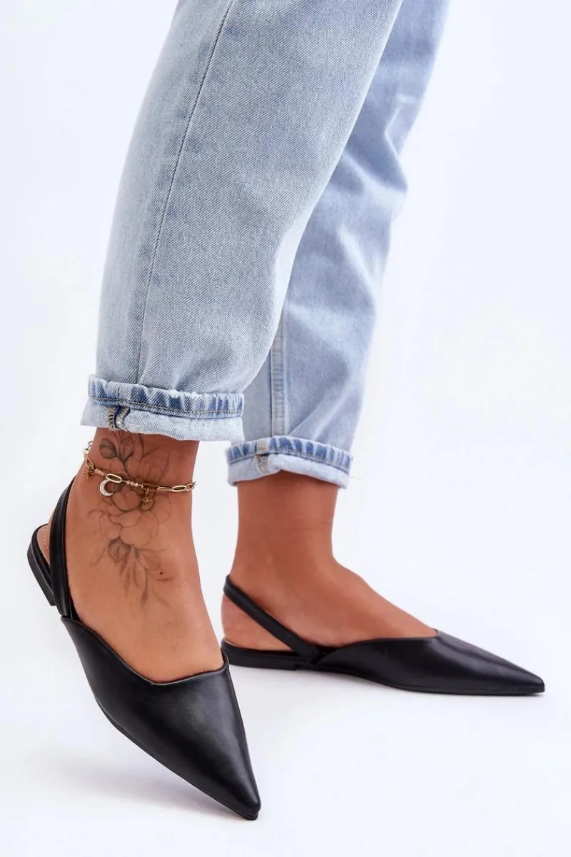 Damskie Skórzane Wsuwane Baleriny Czarne Germes Damskie Baleriny Skórzane|Baleriny Klasyczne