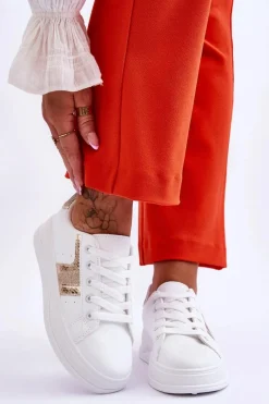 Best Boto Damskie Sneakersy Biało-Złote Diahna