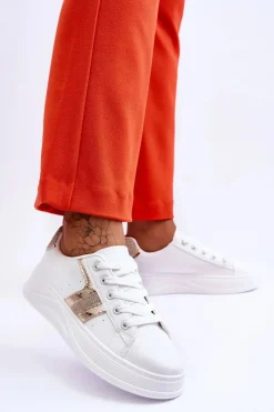 Best Boto Damskie Sneakersy Biało-Złote Diahna